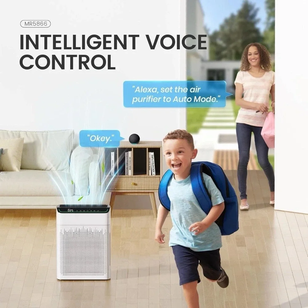 Meronte Air Purifier Large Room 1690 ft² HEPA PM2.5 WiFi Alexa Dual Intake NOB